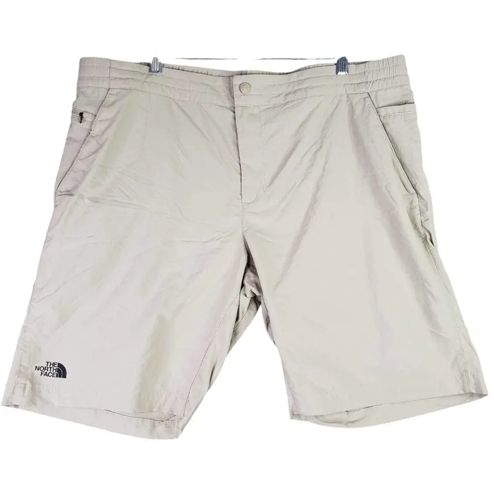 The North Face Shorts Mens Size XXL Tan Beige Hiking Nylon Flat Front